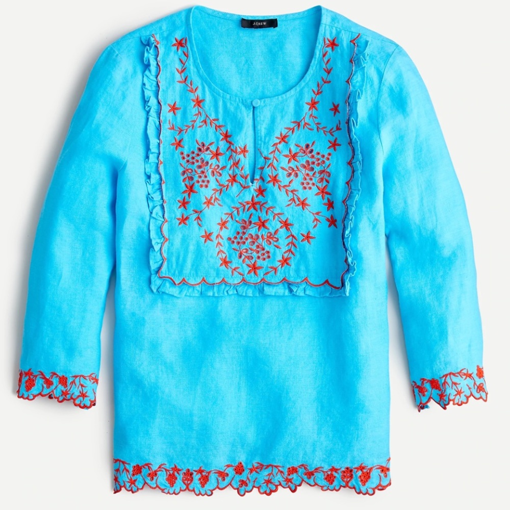J.Crew Embroidered linen tunic